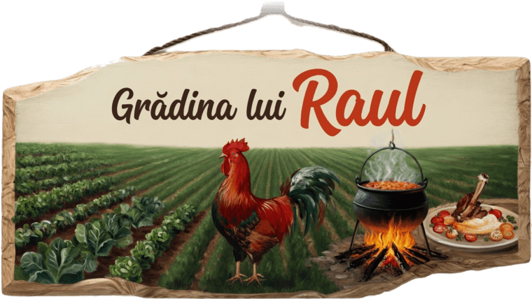 Placa pictată de mână a Grădinii lui Raul